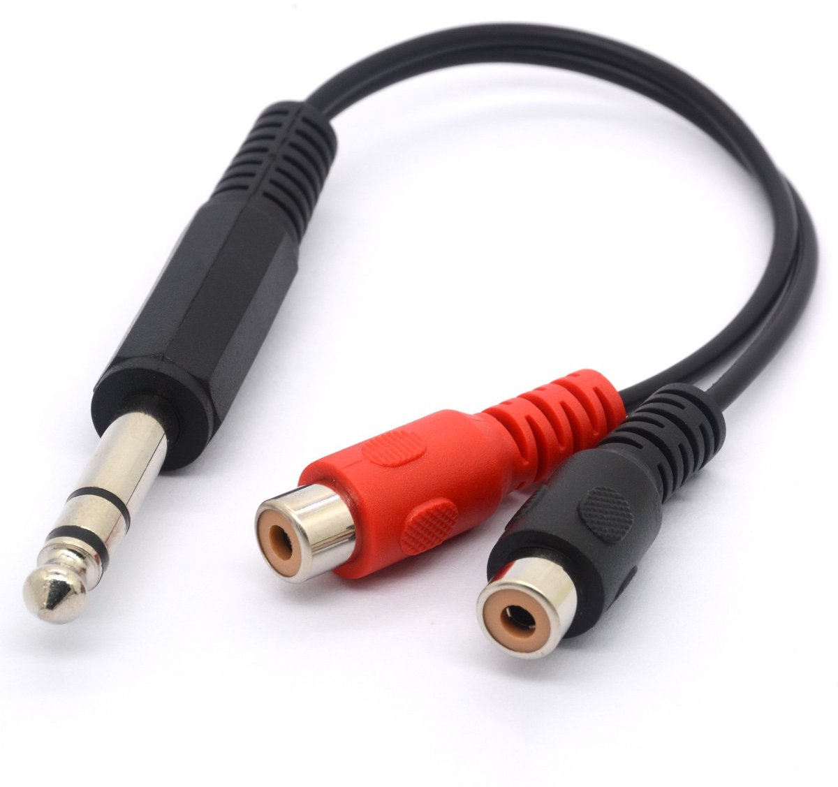 6.35mm naar RCA splitter kabel - 0.25" TRS stereo jack naar 2 RCA phono female - bi-directioneel voor audio aansluiting - ShopVlot