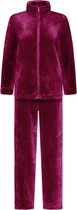 GAUBERT® Dames Fleece Huispak met Rits - Loungewear - Superzacht en Warm Coral Fleece - Bordeaux Rood - 2332-Red - Maat L