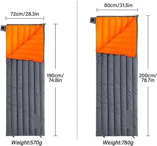 Kampeer Slaapzak - Lichtgewicht Slaapzak - Outdoor Overnachten - Waterdichte Nylon Buitenkant - 190x72cm - Wit — afbeelding 4