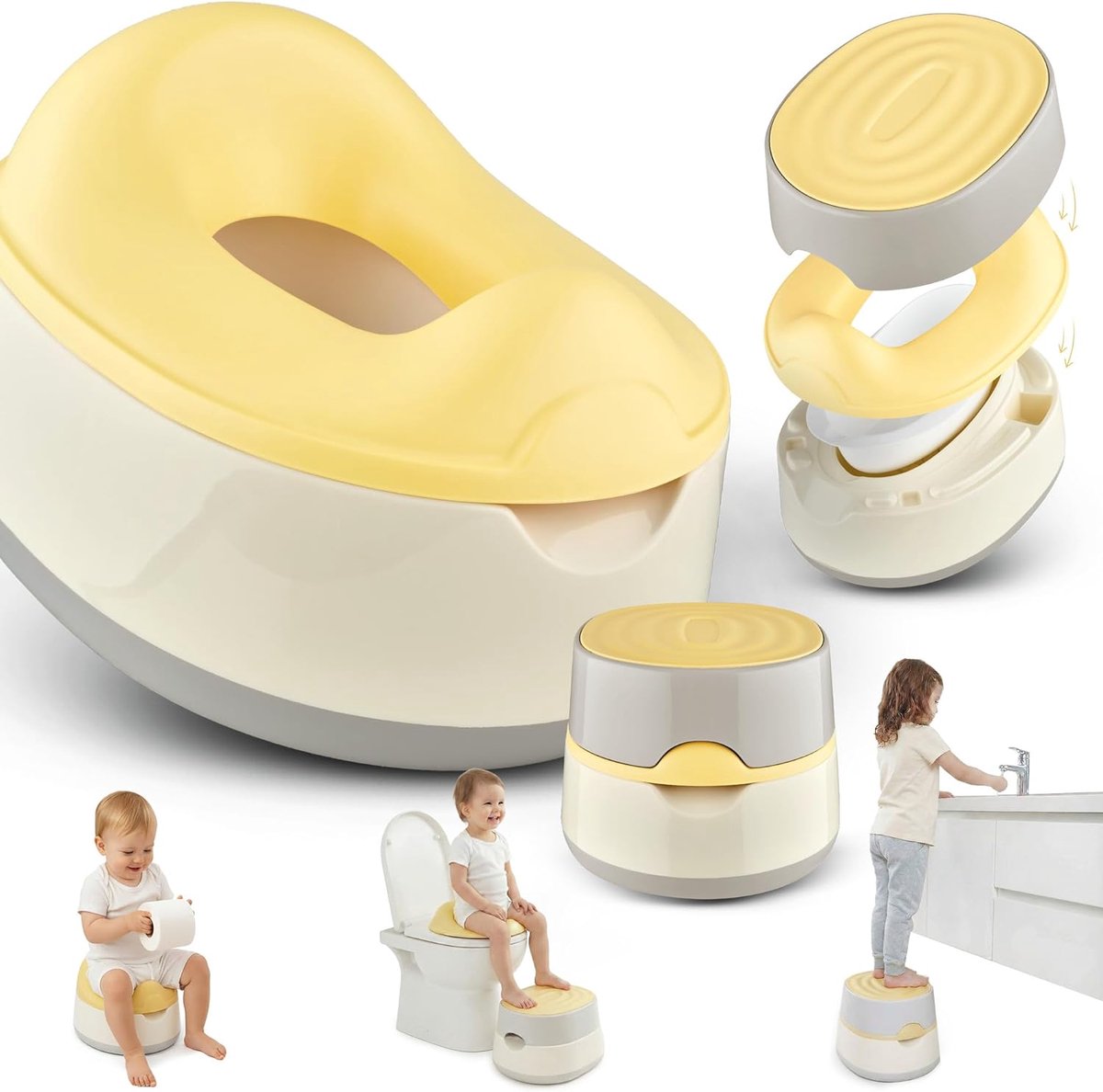 SnelShoppen - 3-in-1 Potty Toilet voor Kinderen, TÜV Getest, BPA Vrij, Potty Training, Kinder Toilet + Toiletbril + Stap Stool, Makkelijk Schoon te Ma