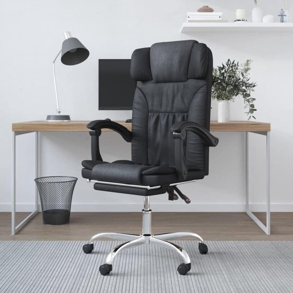Bureaustoel Massagefunctie - Werkstoel Ergonomisch - Ontspannen Werken - Verstelbare Ligfunctie - 63 x 56 x 122 cm - Zwart