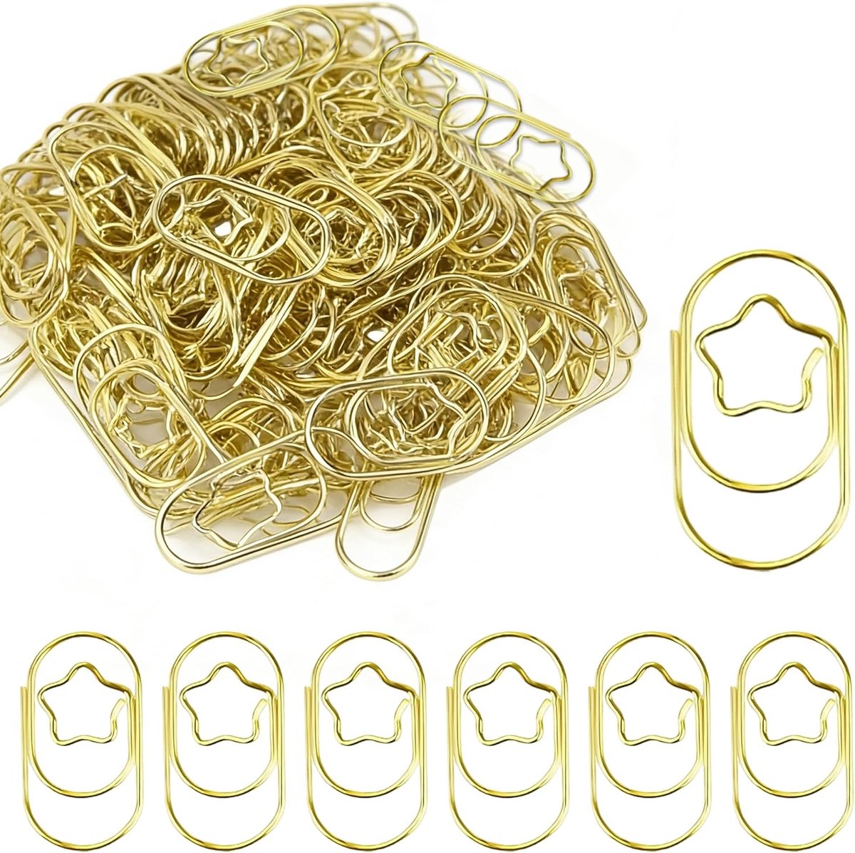 Paperclips goud ster 200 stuks - 22 x 12 mm - decoratief - ideaal voor organiseren - SnelShoppen