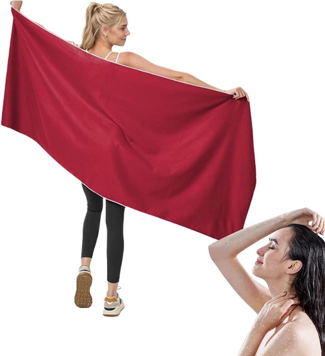 Sporthanddoek - Compacte deken - Reizen en sport - Sneldrogend en absorberend - 76 x 152 cm - Rood