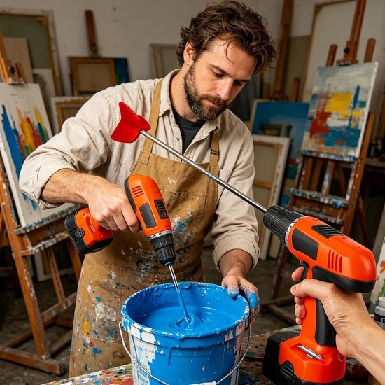 Boormixer Gereedschap - Verfmixer Mengstaaf - Klusprojecten Uitvoeren - Efficiënt Klontvrij Mengen - 27 cm Lengte - Uniek — afbeelding 2