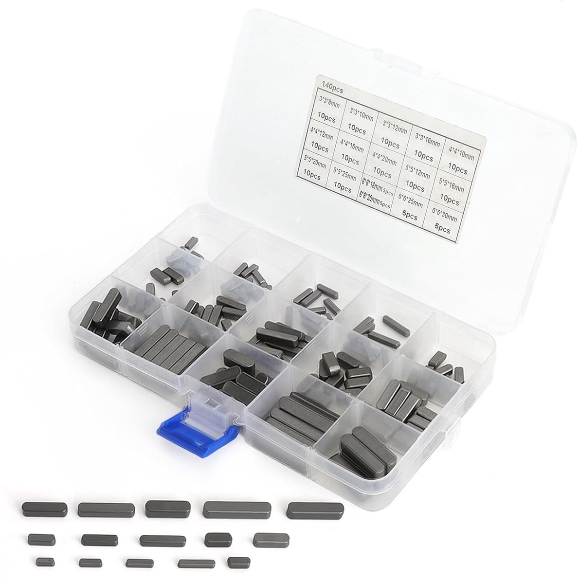 veerwiggen assortiment 140 stuks - passveren 3/4/5/6 mm - met opbergdoos - ideaal voor nauwkeurige montage - SnelShoppen