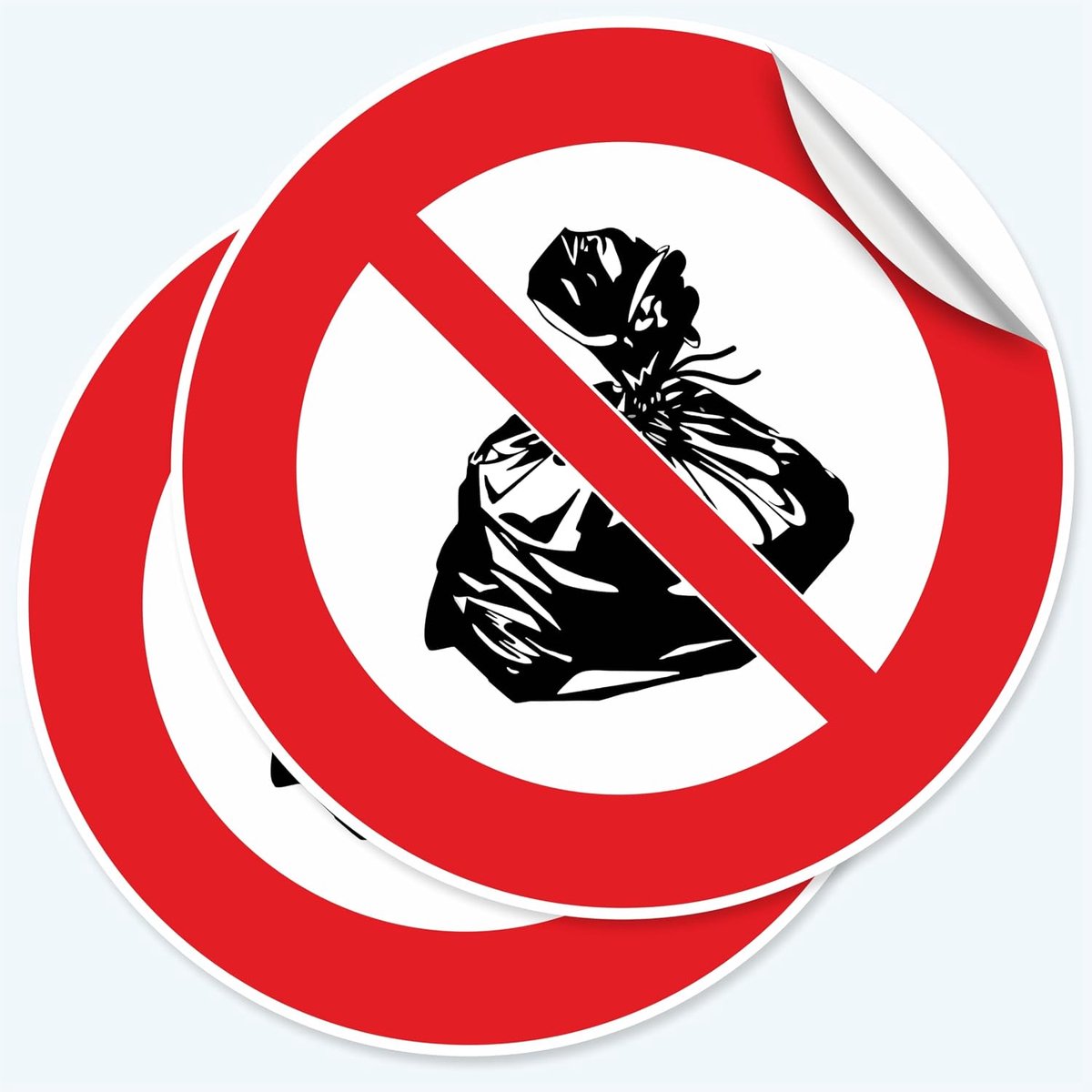 Sticker verboden afval te gooien - 20 x 20 cm - waterproof en wasbaar - voor binnen en buiten gebruik - SnelShoppen