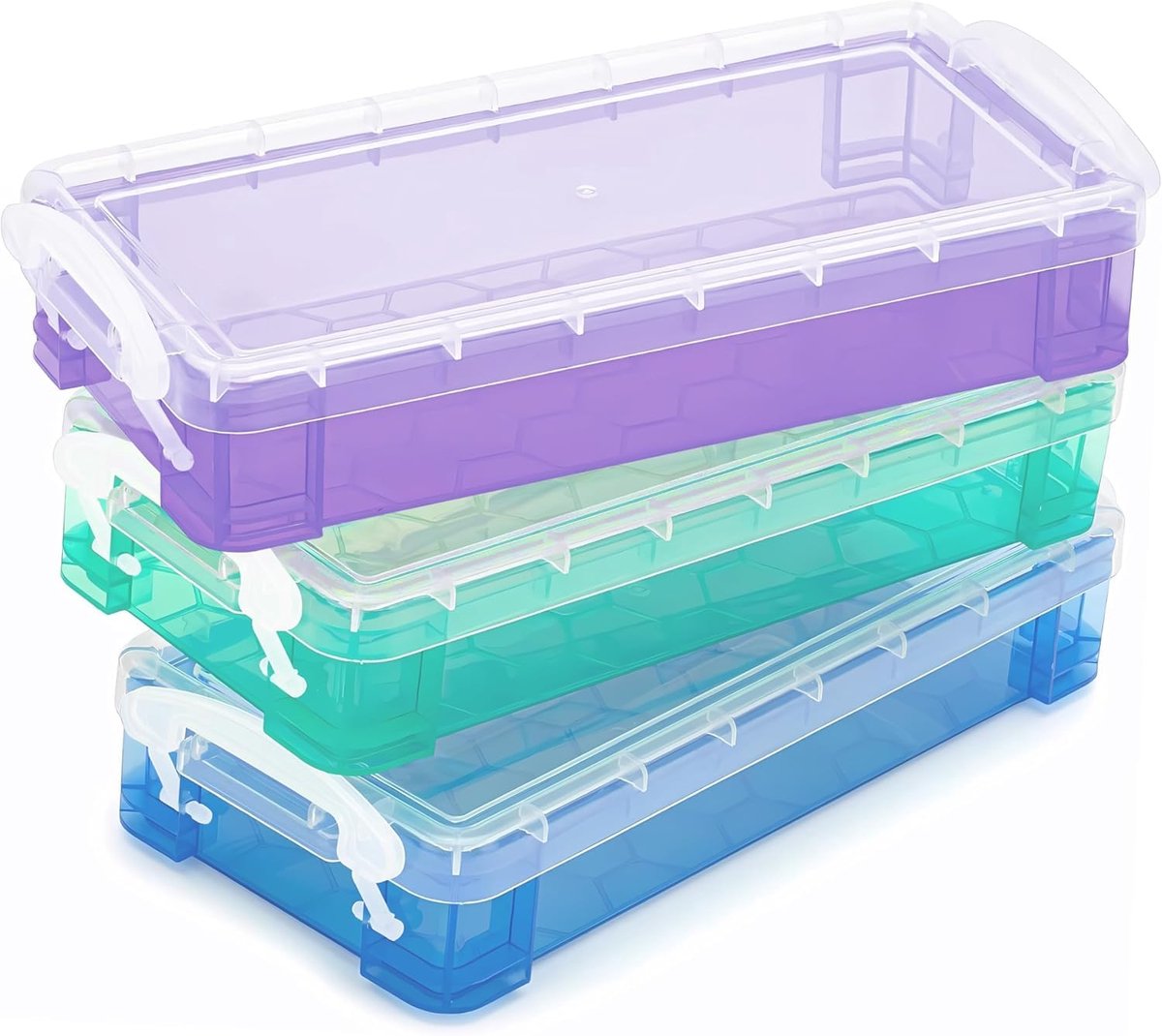 Pennenzak grote capaciteit - stapelbaar plastic - met deksel - houdt je bureau opgeruimd - SnelShoppen