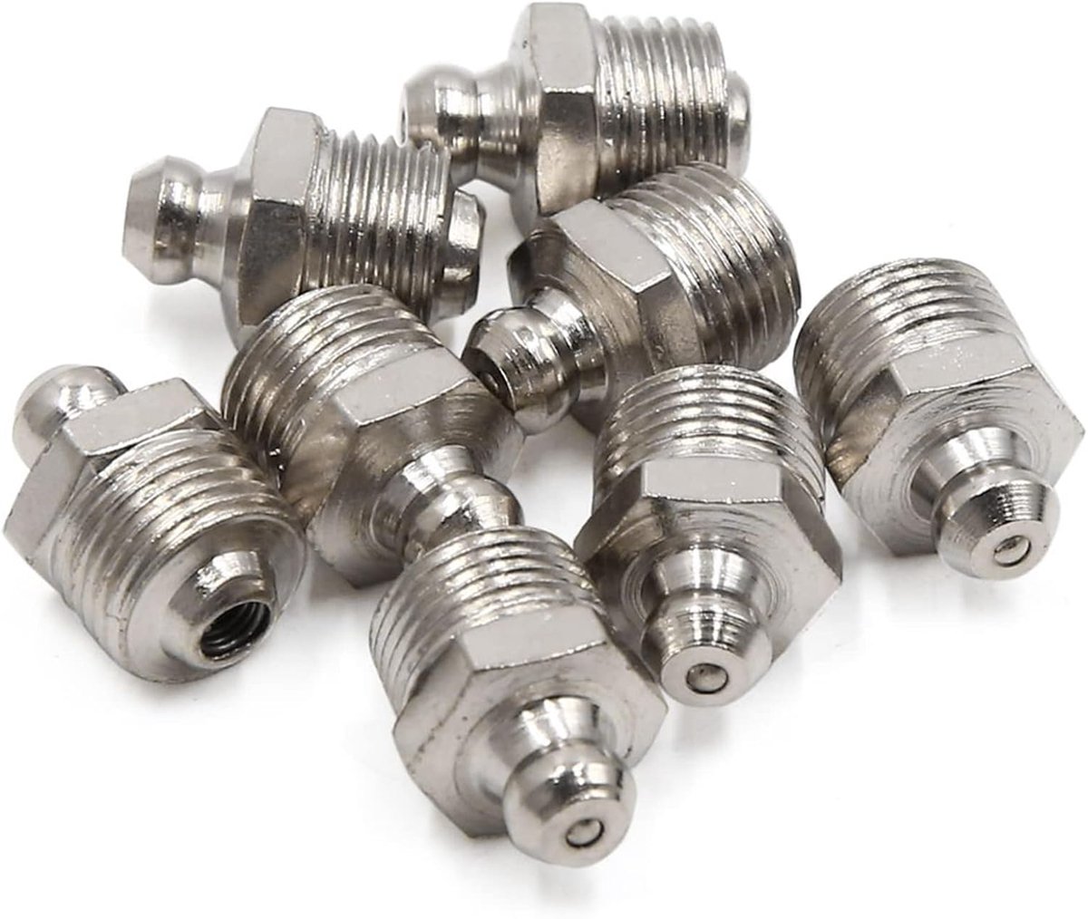 Sourcing map 8 stuks Vernikkeling rechte smeernippel toebehoren voor motorfiets auto M12 x 1 DE de