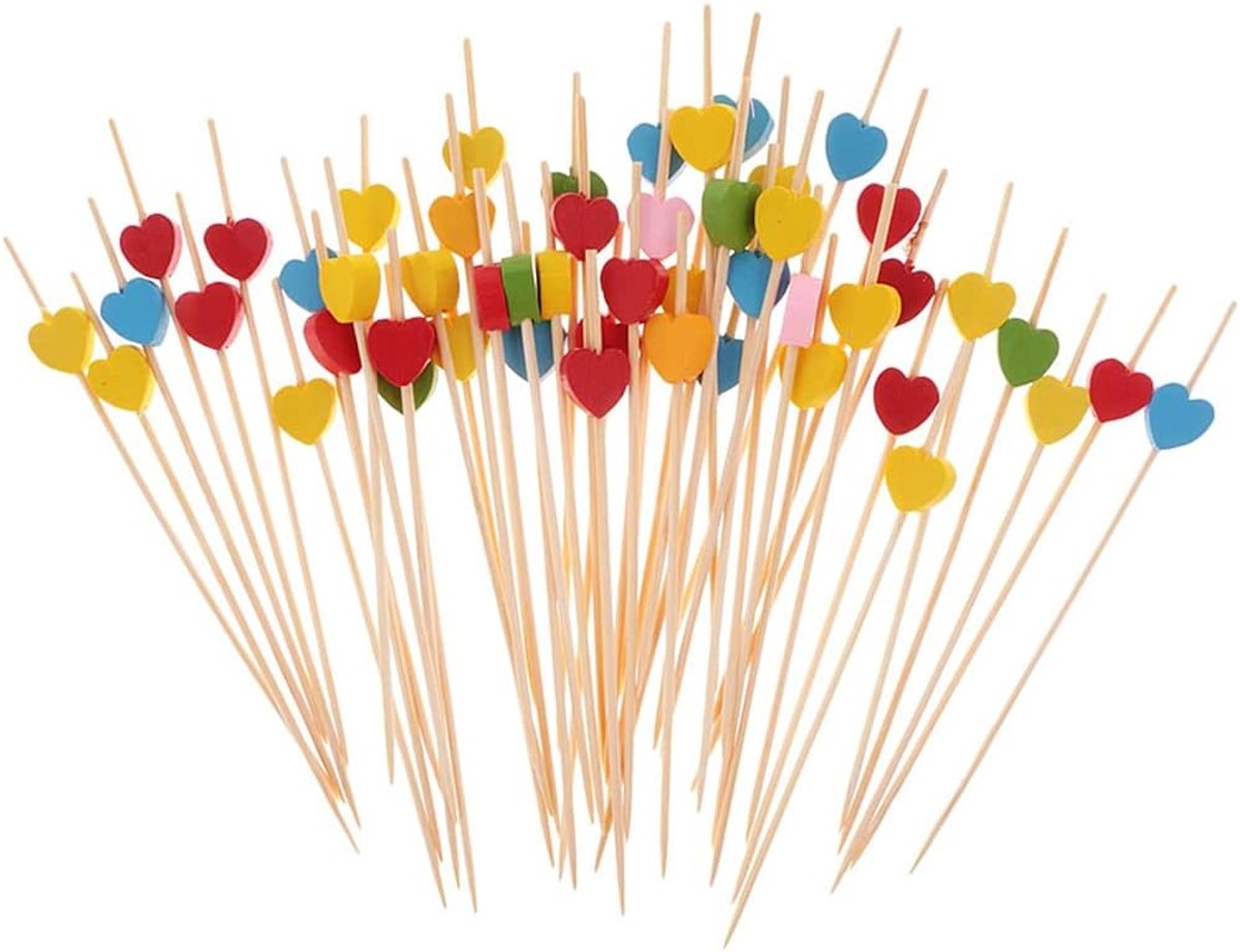 200 stuks bamboe stokjes, 12 cm veelkleurig fruit tandenstokers bamboe cocktail spiesjes voorgerechten fruit sandwiches desserts party eten decoratie stijl A