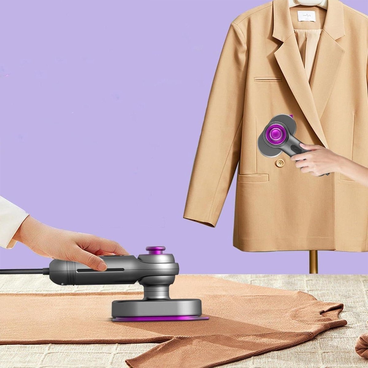 Handstomer Kleding - Stoomstrijkijzer Reisstomer - Kreukels Verwijderen - Lekvrije Technologie - 450g - Grijs