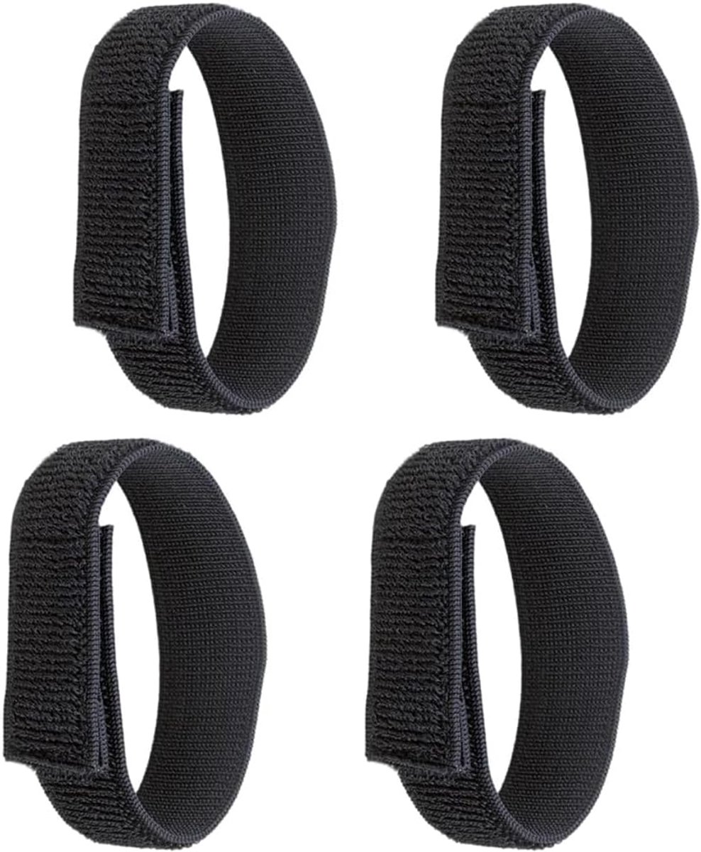 4 stuks elastische broekklemmen met klittenbandsluiting voor fietsen, wandelen, vissen, jagen, tuinieren en militaire uniformen (zwart)