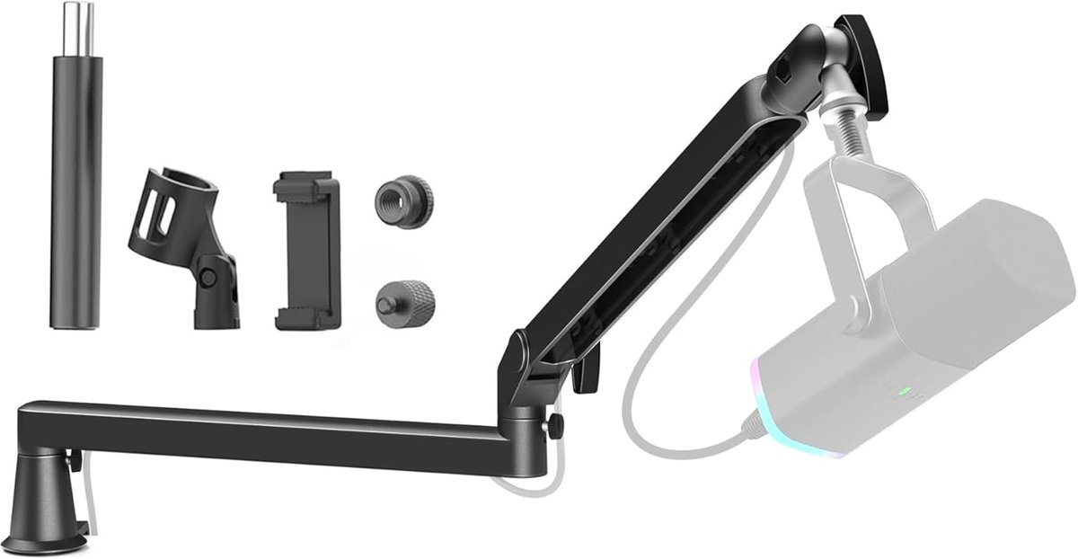 Profiel Microfoon Arm, Verstelbare Mic Boom Stand Solid Metalen Bureau Gemonteerd Microfoon Boom Arm Kabel Management Desktop Flexibele Mic Houder