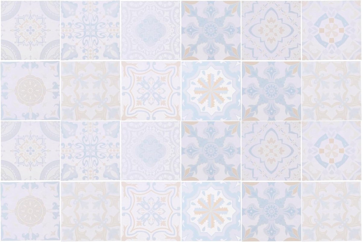 Tegelstickers voor wandtegels van pvc, 10 x 10 cm, wit en blauw
