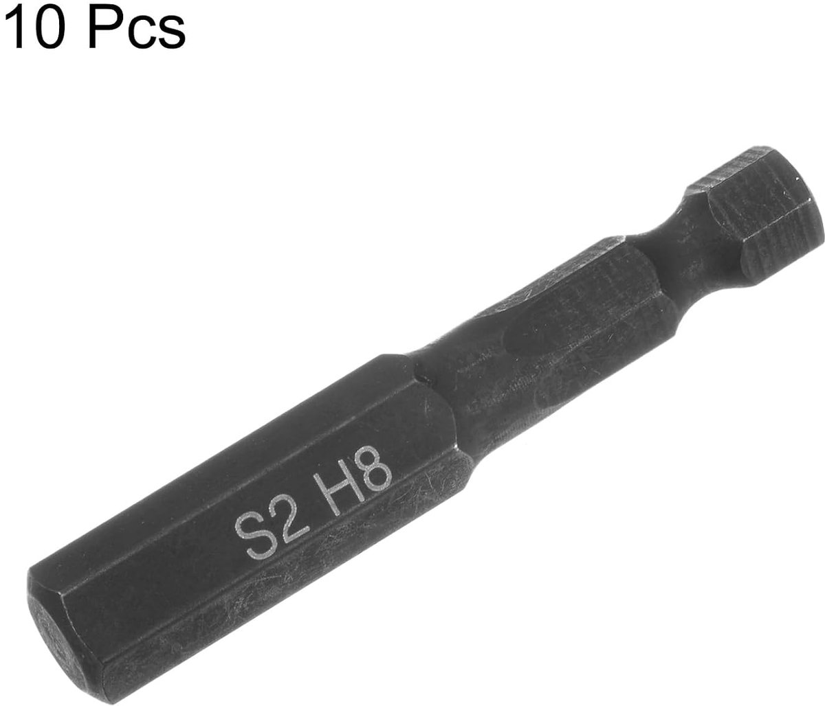 10 stuks 8 mm magnetische zeskantkop voor metrische klopboormachine 1/4 inch zeskantschacht staal S2 lengte 2 inch voor elektrische boormachines slagmoersleutel zwart