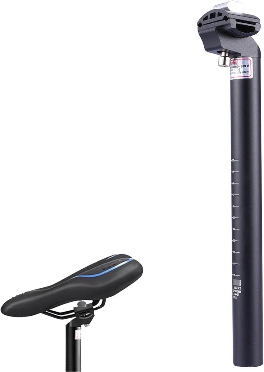 Aluminium fietszadelpen, 27,2 mm, 30 cm, zwart, geschikt voor mountain, racefietsen