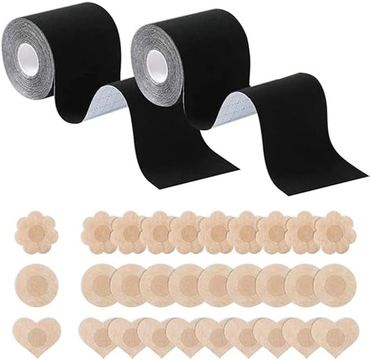 beha met borstband, onzichtbaar, zelfklevend, borsttape, strapless push-up beha met 30 stuks tepelafdekkingen, knutselen, borstband, lift tape voor cup A-E