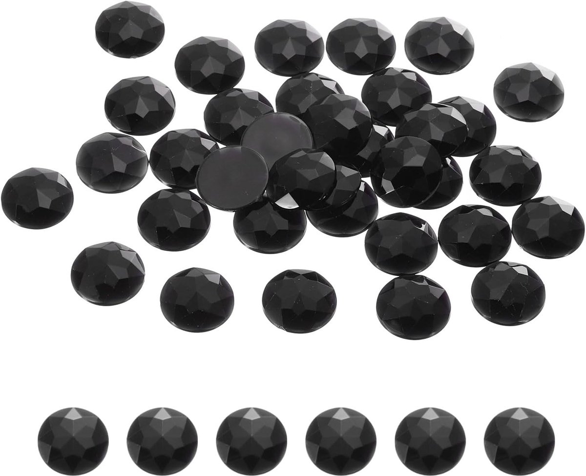 Strassteentjes, 12 mm, zwart, platte rug, voor knutselwerk, kleding, schoenen, doe-het-zelfdecoratie, geschenken, 50 stuks