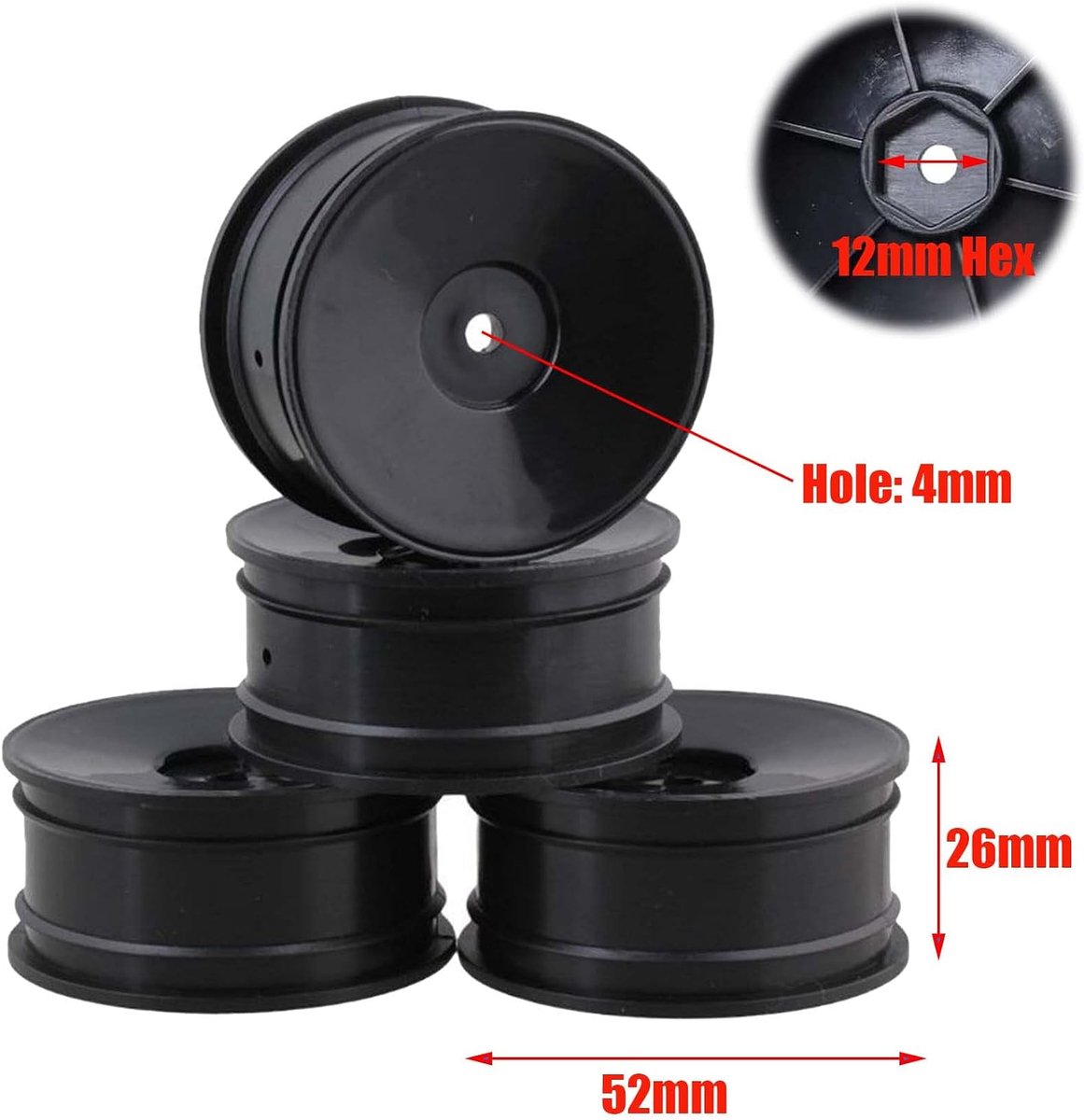 RC Auto 65 mm rubberen banden en kunststof velgen wielen voor 1/10 RC model auto on road touring auto racewagen (C, wit)