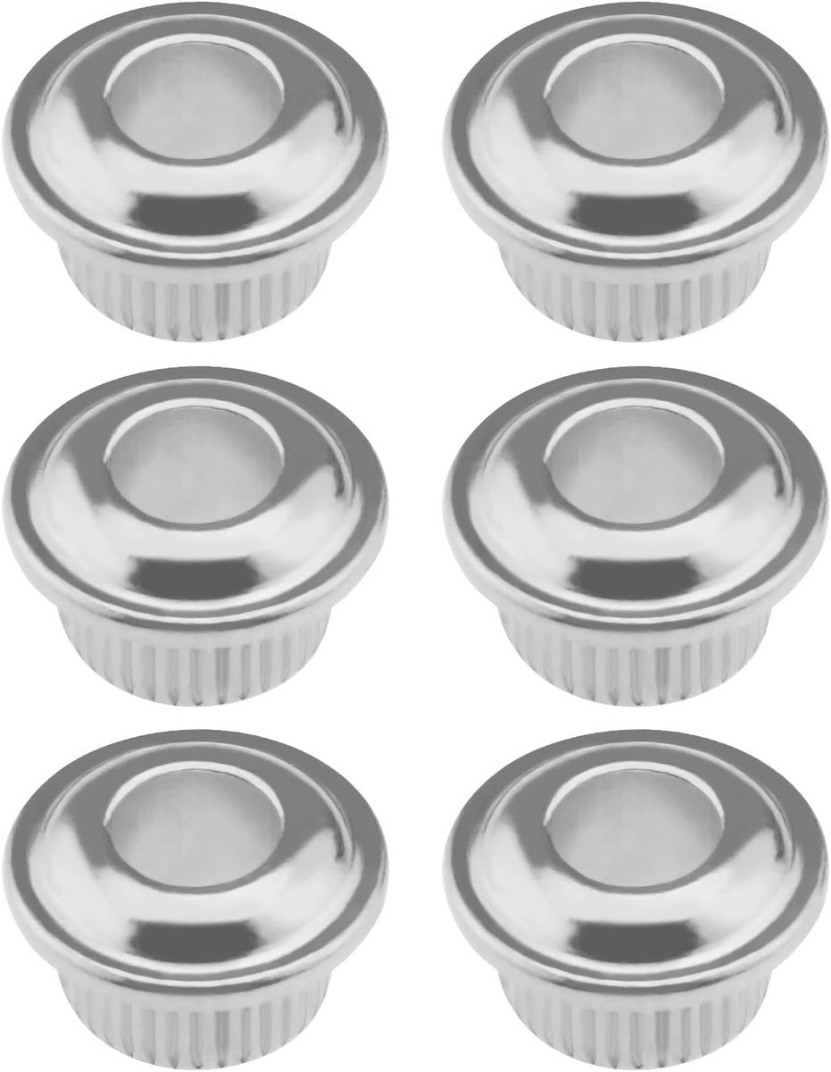 6Pcs Gitaar String Ferrules Semi-Gesloten Gitaar Tuners Metalen Mouw Gitaar Tuner Conversie Bushings Tuning Adapter Ferrules, Zilver
