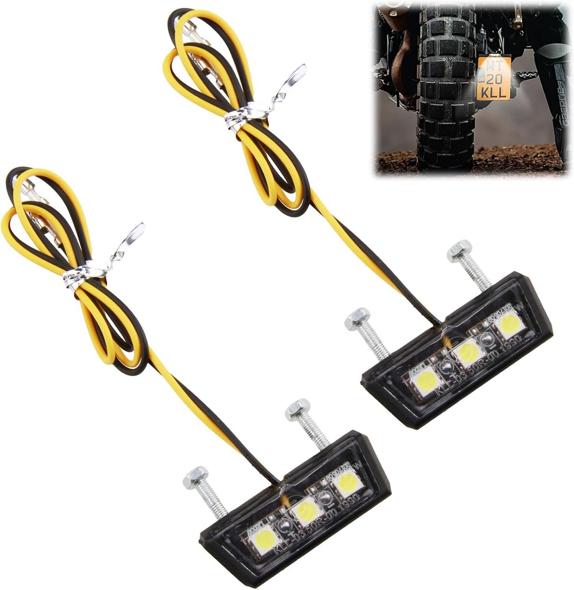 2 Stuks Led Kentekenplaatverlichting voor Motorfiets - 12V Universeel Waterdicht Achterlicht met 3 SMD Leds - Mini-Lamp Super Wit