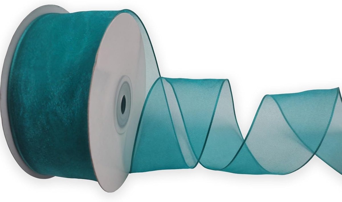 transparant organza lint, kleur jade, 1-1/2 inch x 25 yards
