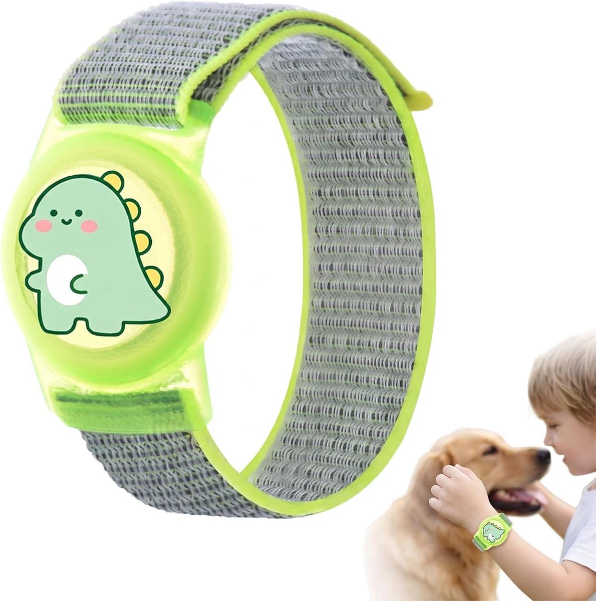 nylon GPS-tracker polsbandje met dinosaurusdesign, verstelbare behuizing voor kinderen en senioren, beschermhoes compatibel met, anti-verlies trackerhouder