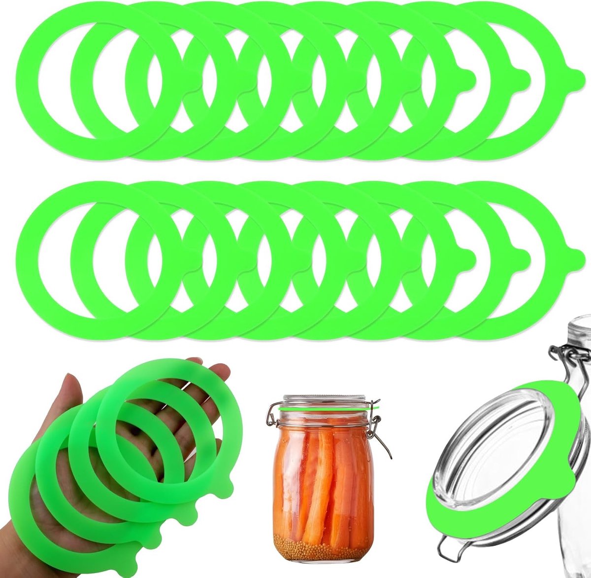 15 stuks inmaakrubberringen, siliconen, 69 mm, reserve rubberen ringen voor weckpotten, herbruikbaar, lekvrij, inmaakringen voor deksel, glazen