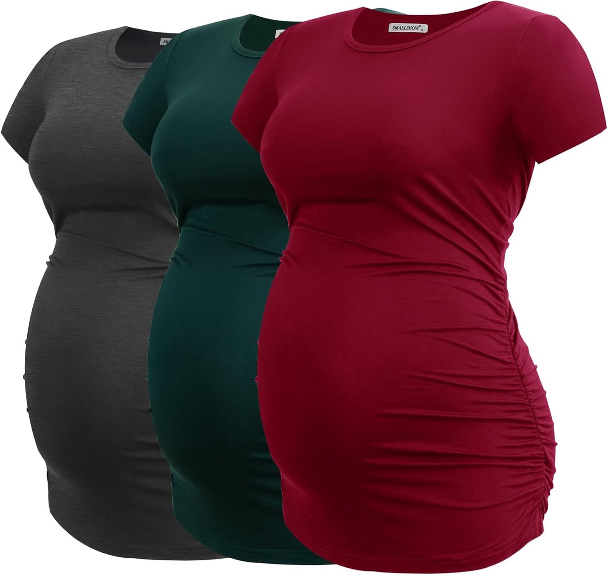 Zwangerschap Kleding Tops Side Ruched Zwangerschap Kleding voor Vrouwen 3-Pack