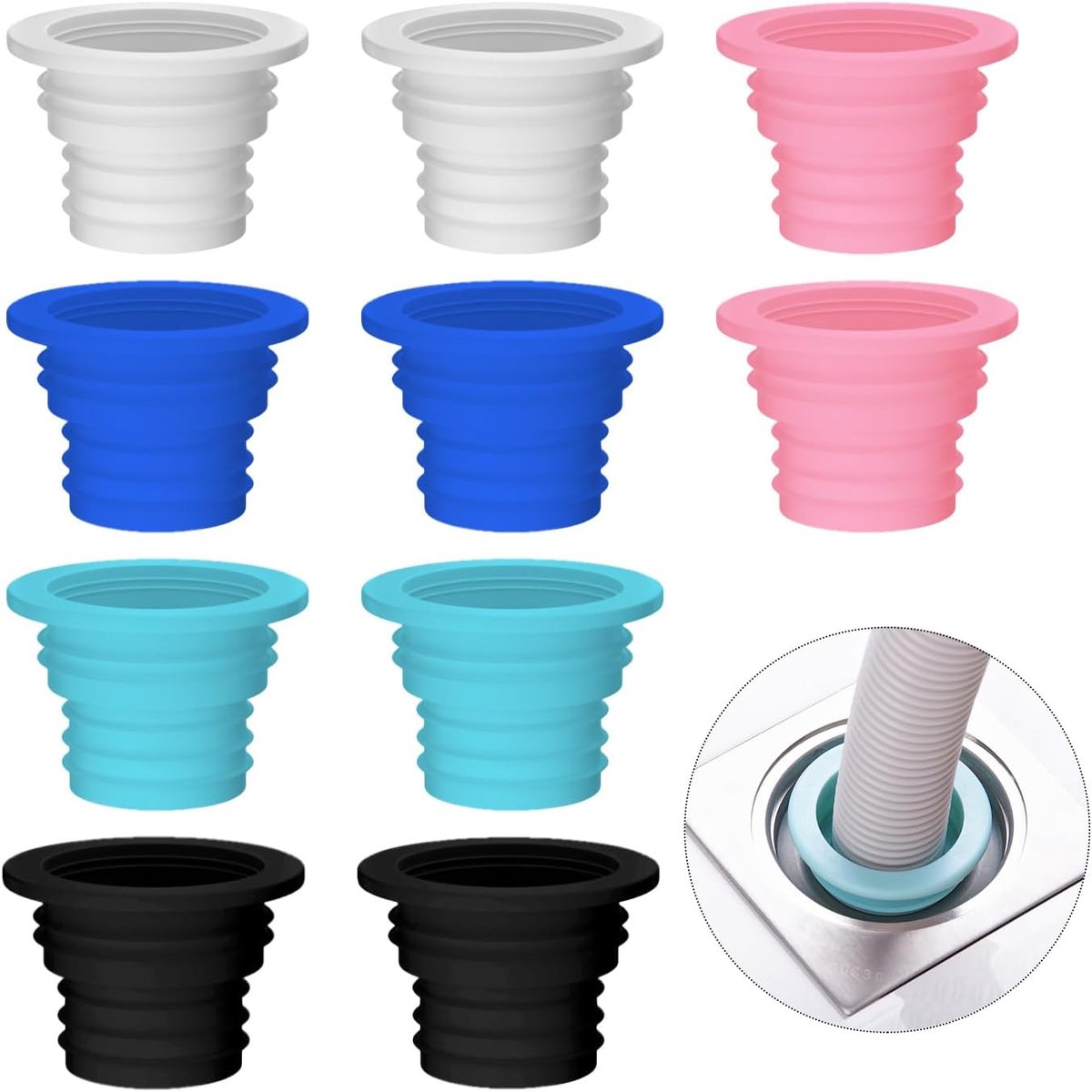 Anti-geur afvoerstopper 10 stuks - Siliconen ring - Geschikt voor toilet, badkamer en keuken - SnelShoppen