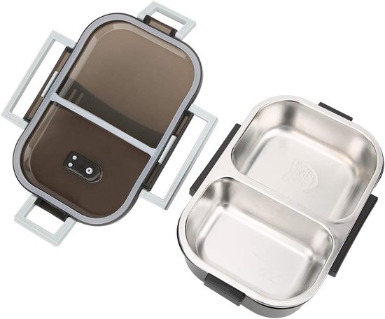 Lunchbox RVS - Bento Box Voedselcontainer - Maaltijden Meenemen - Lekvrij en Warmhoudend - 700ml - Zwart — afbeelding 3