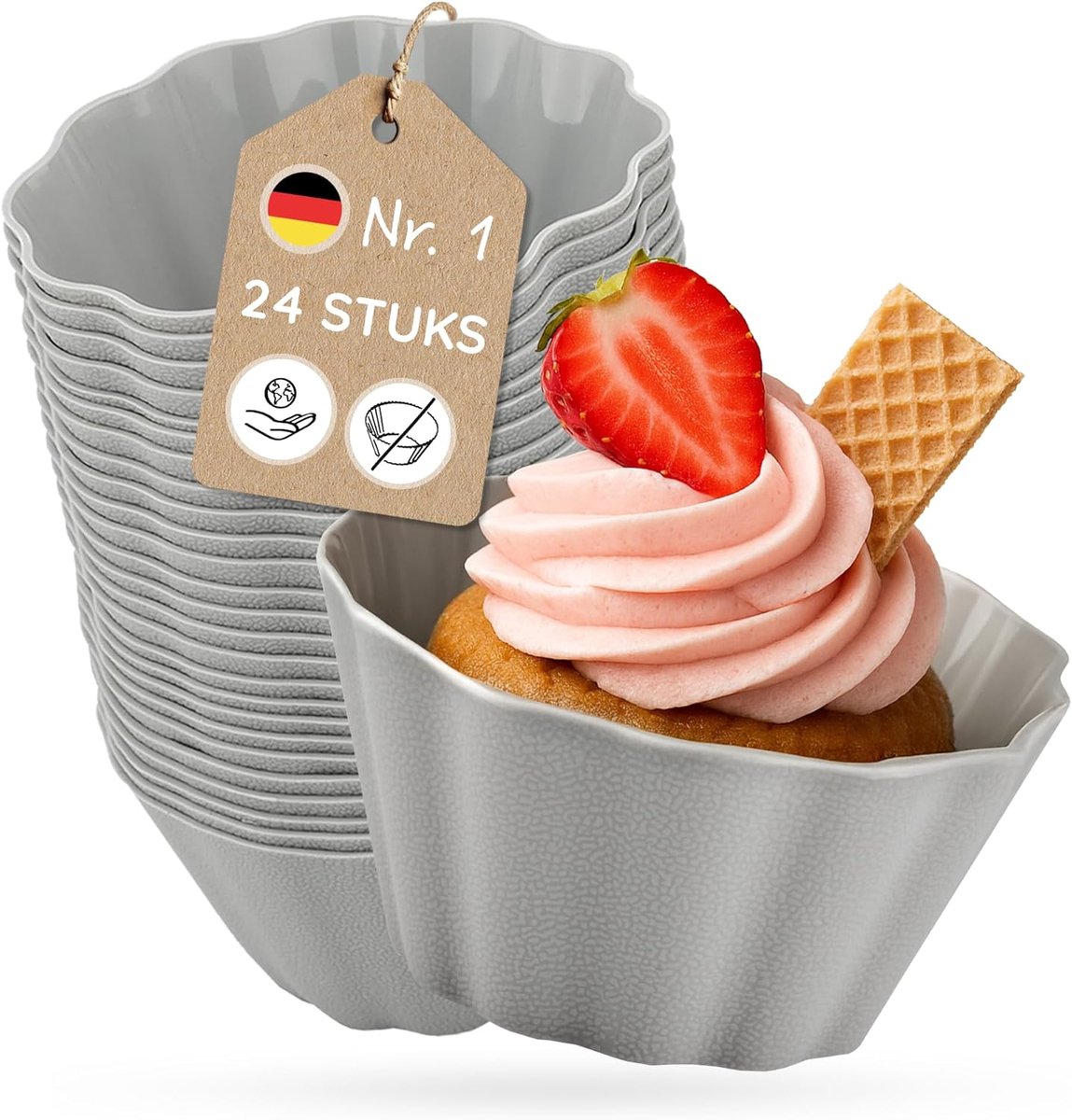 Muffinvormpjes set van 24 - siliconen, BPA-vrij - anti-aanbak zonder invetten - perfect voor heerlijke muffins - SnelShoppen
