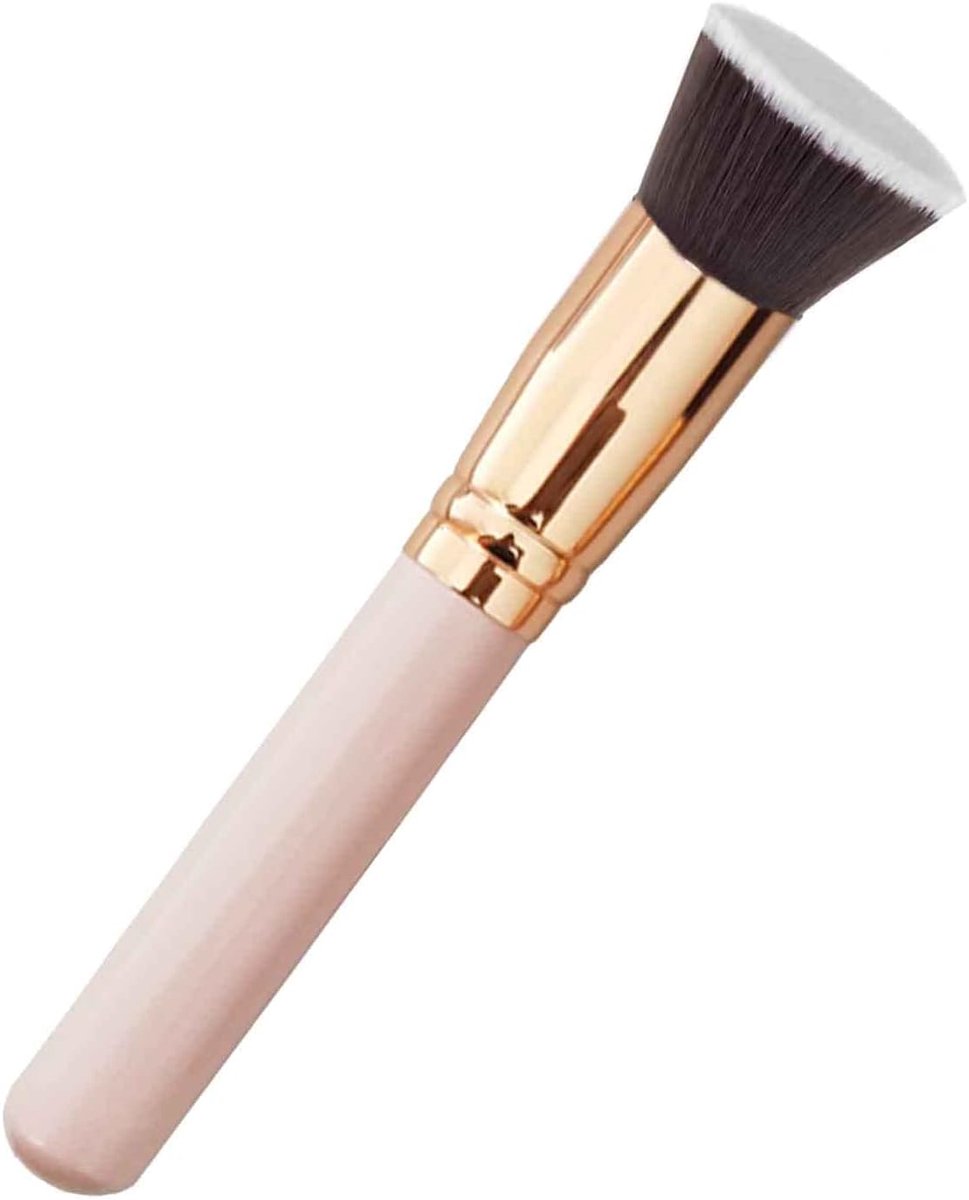Make-up borstel - plat - synthetische vezels - ideaal voor het aanbrengen van foundation - SnelShoppen