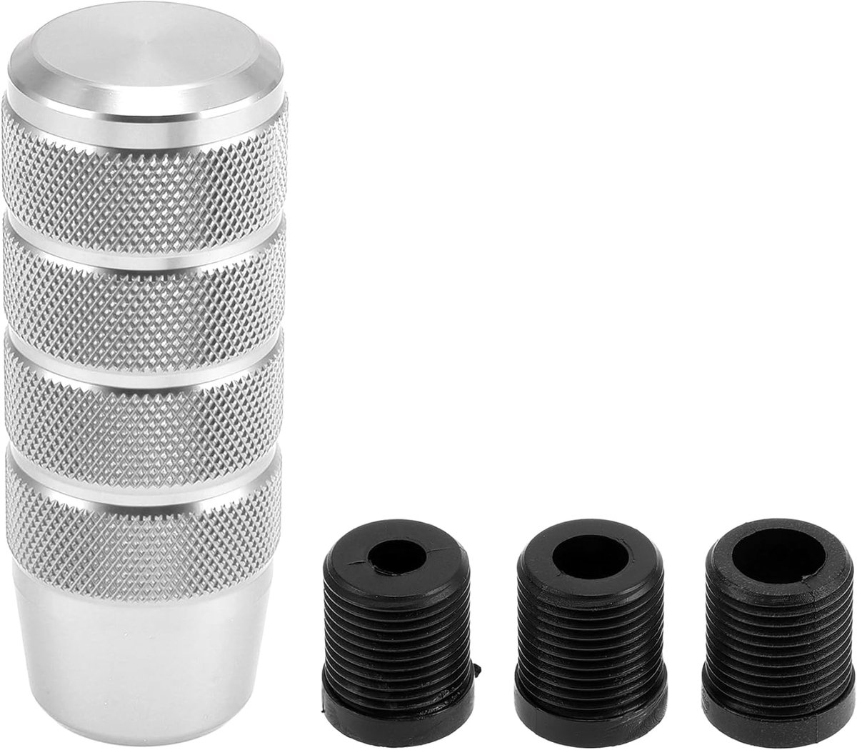 9.5cm Universeel voor Automatische en Handmatige Voertuigversnellingspook met 3 Adapters Aluminiumlegering Zilveren Kleur, 1 Set