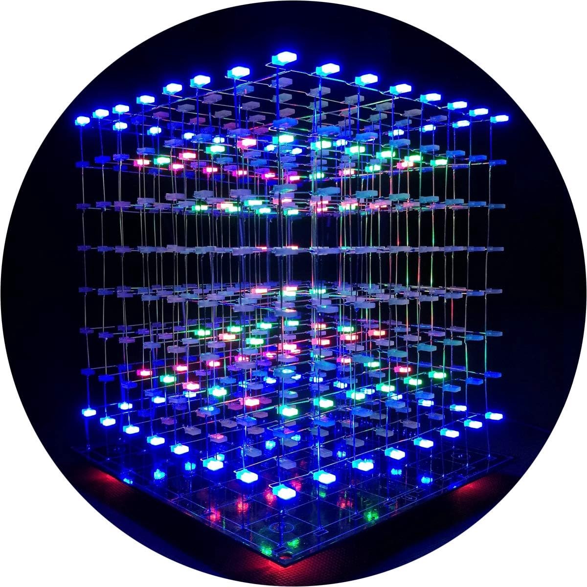 ICubeSmart LED Cube 3D8 Elektronische Kit DIY met 3D Animatie Montage Software Cube LED 8x8x8 Oefenset Leren Solderen (3D8S-MULTI)
