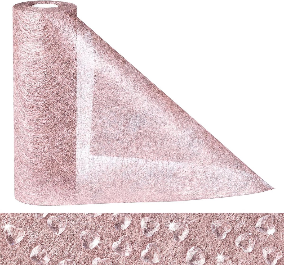 Vlies tafelloper herbruikbare decoratieve stof roze 23 cm x 30 m voor bruiloften, communies, doopfeesten en alle feesten