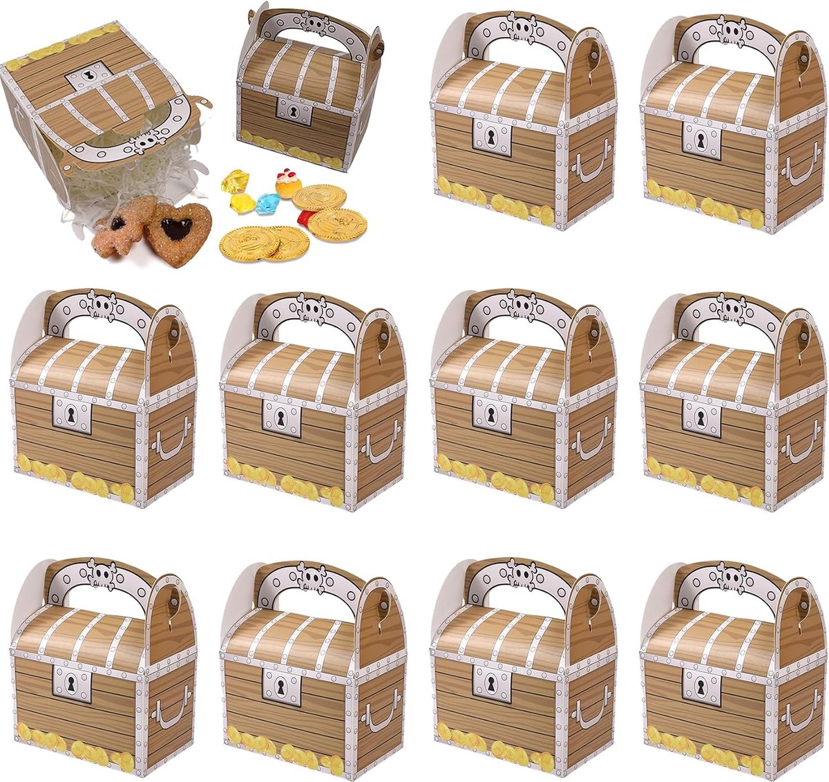 Geschenkdoos Schatkist 12 Stuks - Piraten Schatkist Kinderen - Snoepdoos voor Schatzoeken, Piratenfeest, Decoratie, Cadeautje