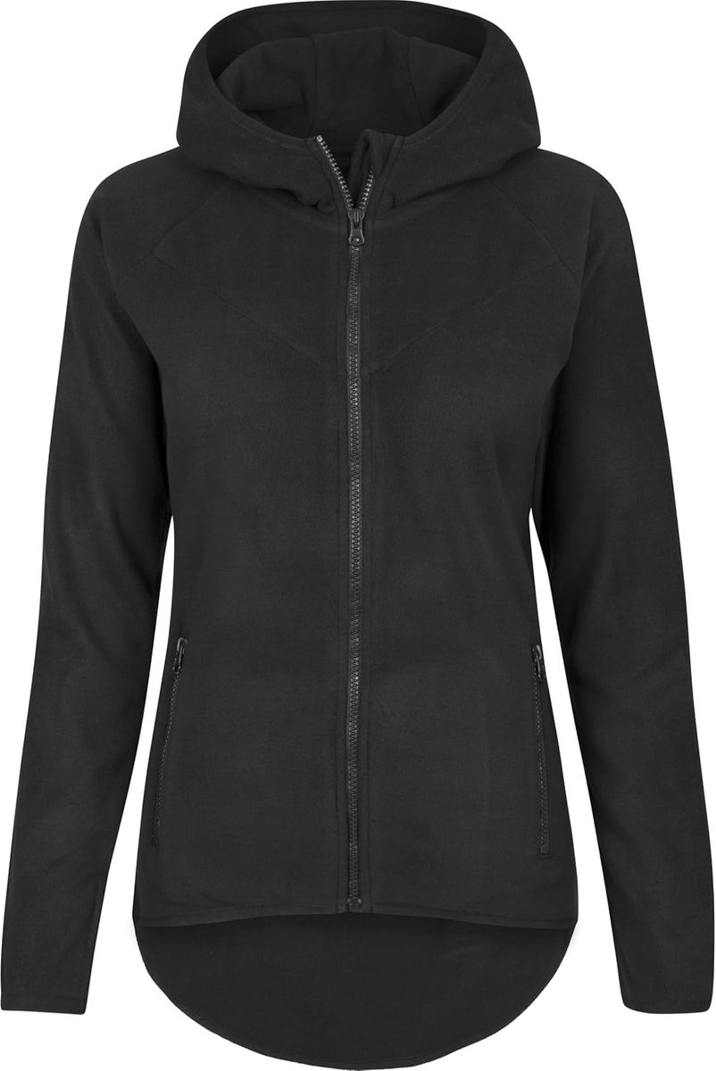 Classics Ladies Polar Fleece Zip Hoodie Vest met capuchon zwart Basics, Street wear