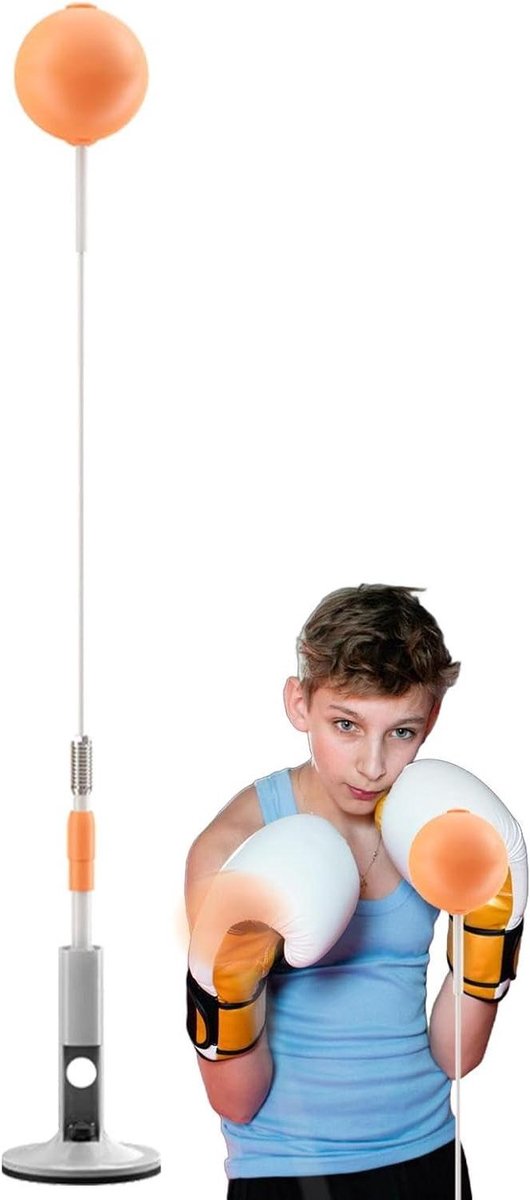 Boks Reflex Bal - Training Bal - Reactie Training - Verstelbare Hoogte - 135 cm - Zwart