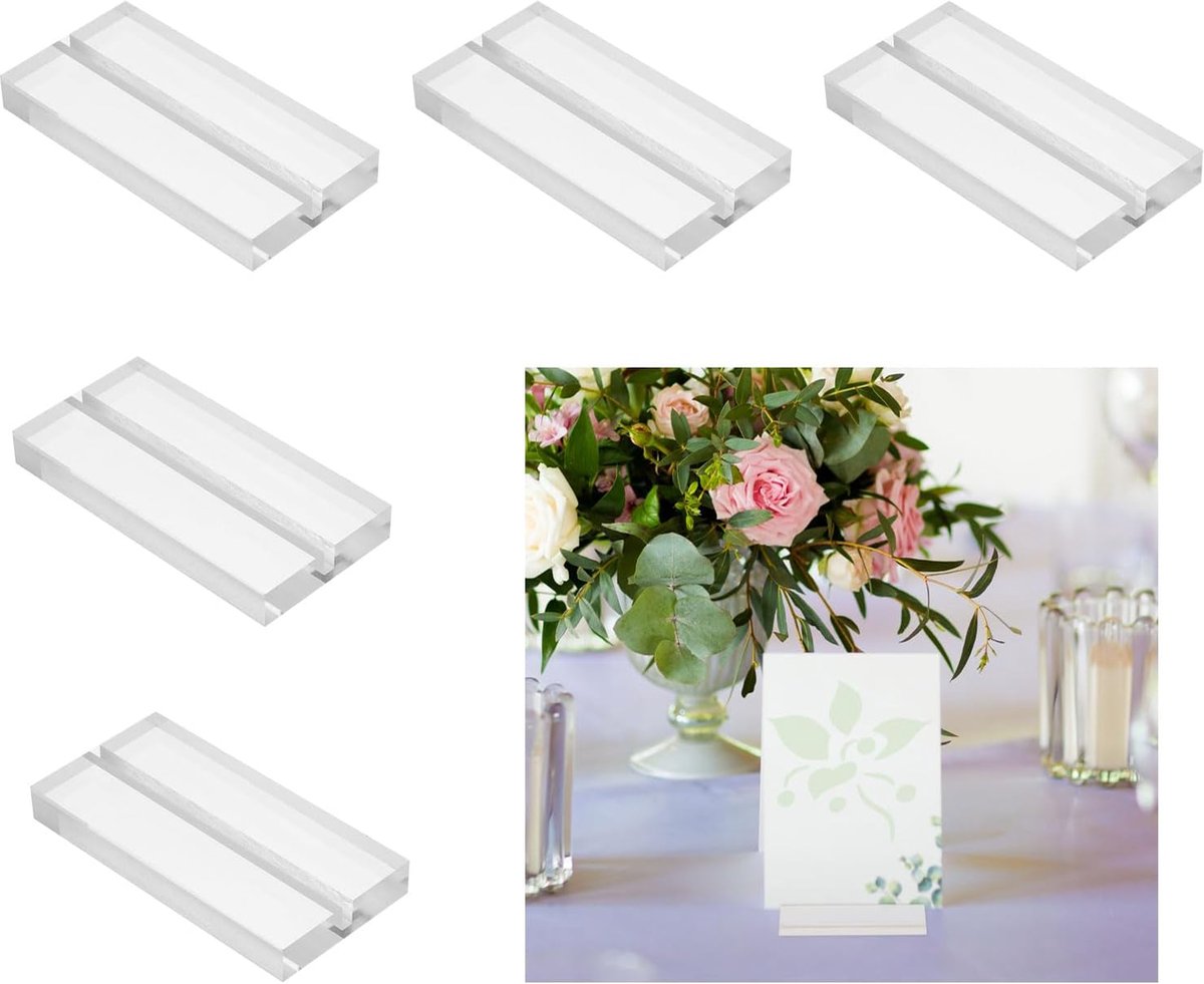 Plaatskaarthouders 3,1 inch heldere tafelnummers naamkaarthouder displaystandaard voor het weergeven van papier, speelgoed, prijsborden, foto's, memo's, menuetiketten, 80 x 40