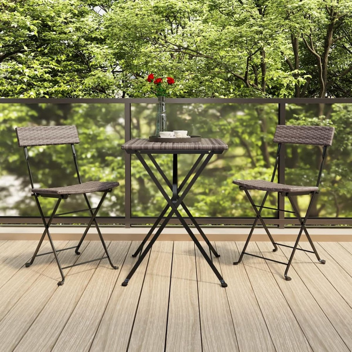 Bistrostoelen 2 stuks. Opvouwbare Bistrostoel Klapstoel Tuinstoel Balkonstoelen Balkonstoel Terrasstoel Tuinmeubelen Balkon Set Eetkamerstoel Stoelen Grijs Polyrotan en Staal