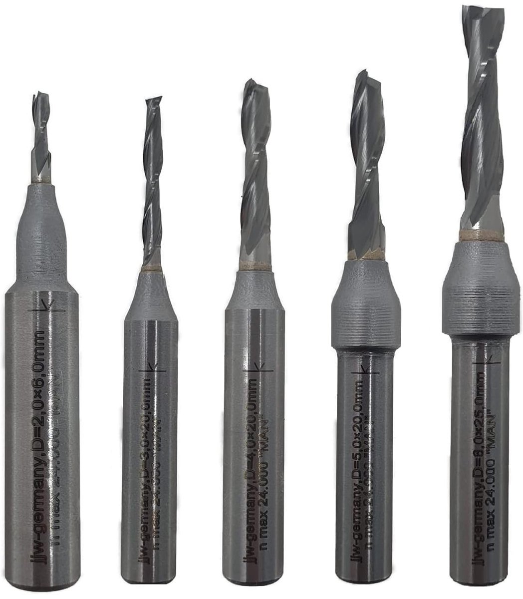 Spiraalsnijders Z=2 - 8mm staal schacht - VHM kwaliteit - voor handfrezen - ShopVlot