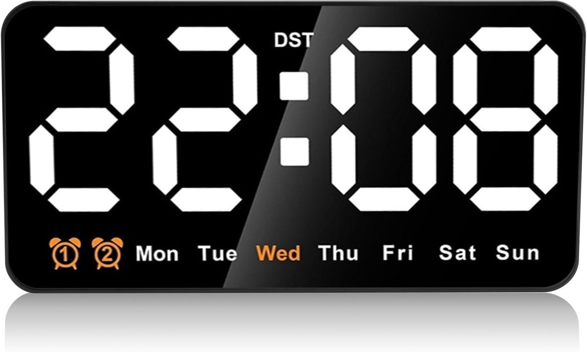 Digitale wandklok 9 inch - groot display met 12/24 uur - stille werking - handige spraakbediening - ShopVlot