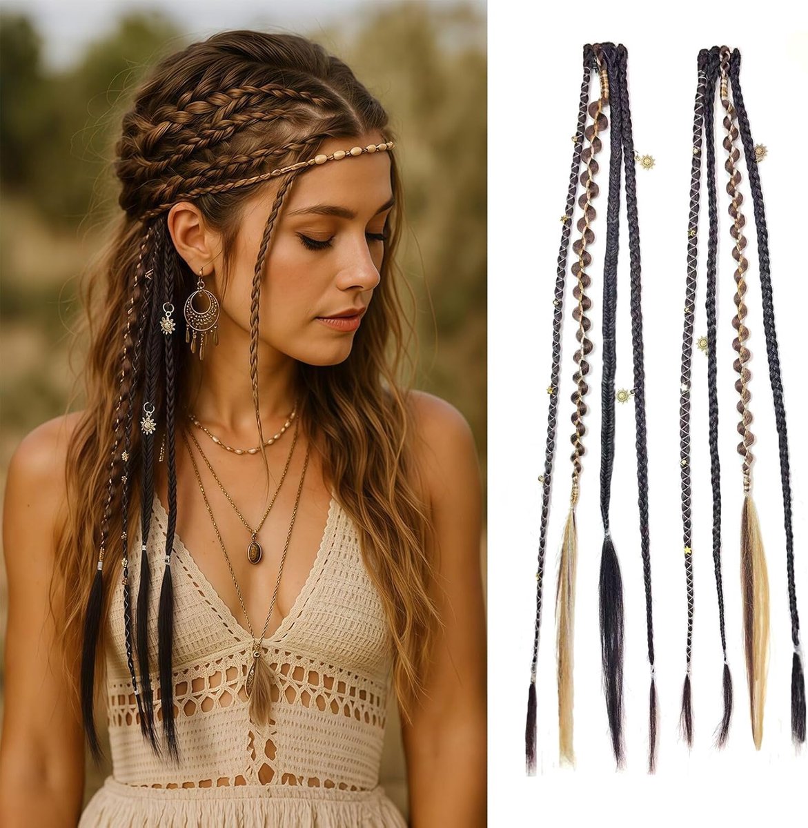 Clip-in vlechten 16 inch - Bohemian stijl - Synthetische haarstukken met clips - Eenvoudig aan te brengen - ShopVlot