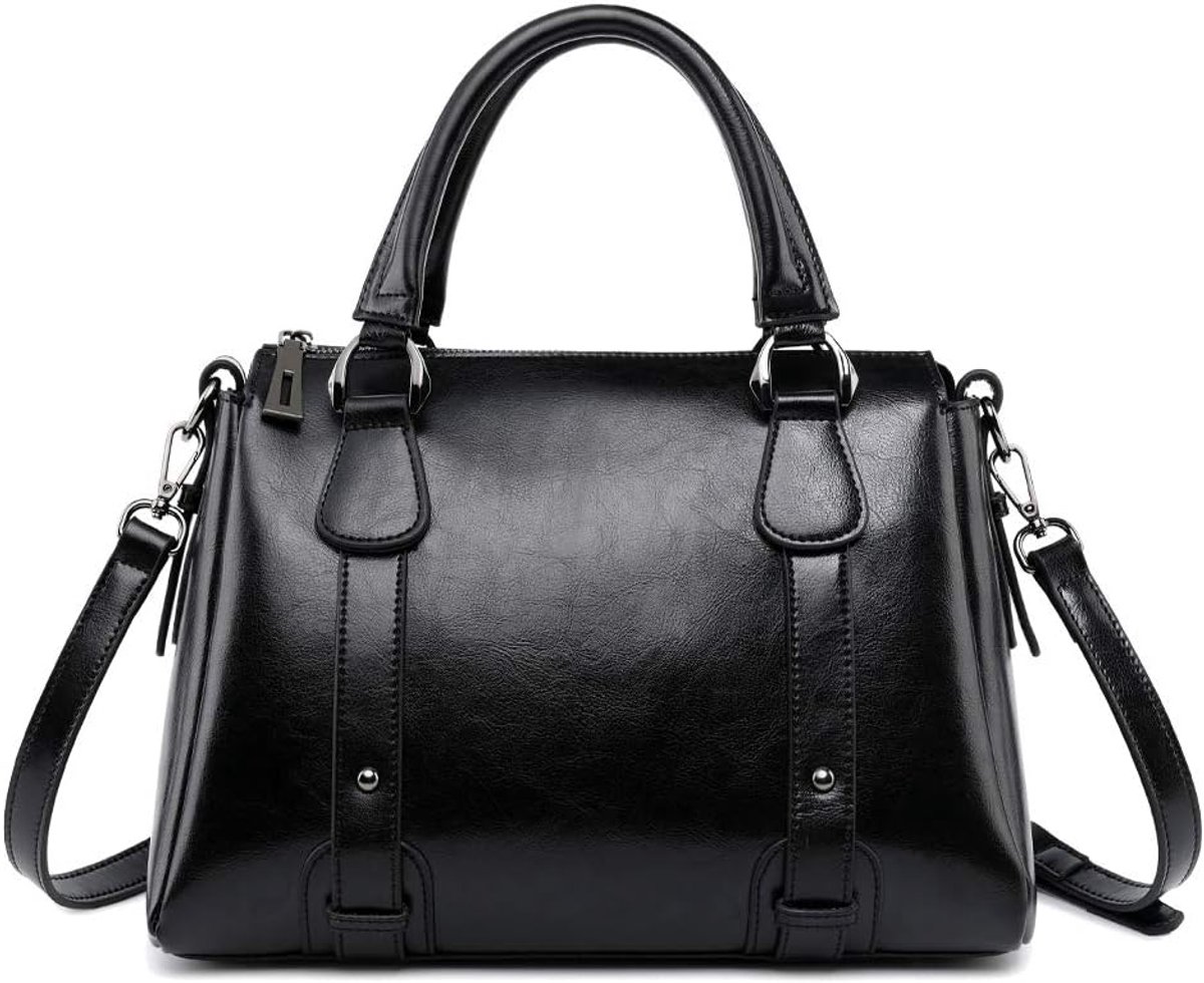 Dames Handtas met Korte Handvatten - Leren Boston Schoudertas - Luxe en Comfortabel - Ideaal voor Dagelijks Gebruik - ShopVlot