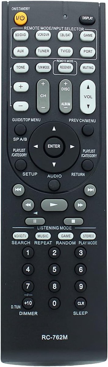 Afstandsbediening RC-762M - Vervangend model - Geschikt voor Onkyo AV receivers - Eenvoudig in gebruik - ShopVlot