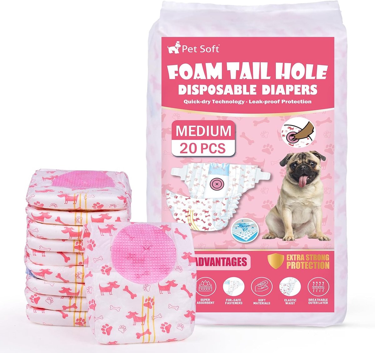 Hondendiafragma M - 20 Stuks Wegwerpdiafragma - Super Absorberend - Ideaal voor Teefjes in de Loopperiode - ShopVlot