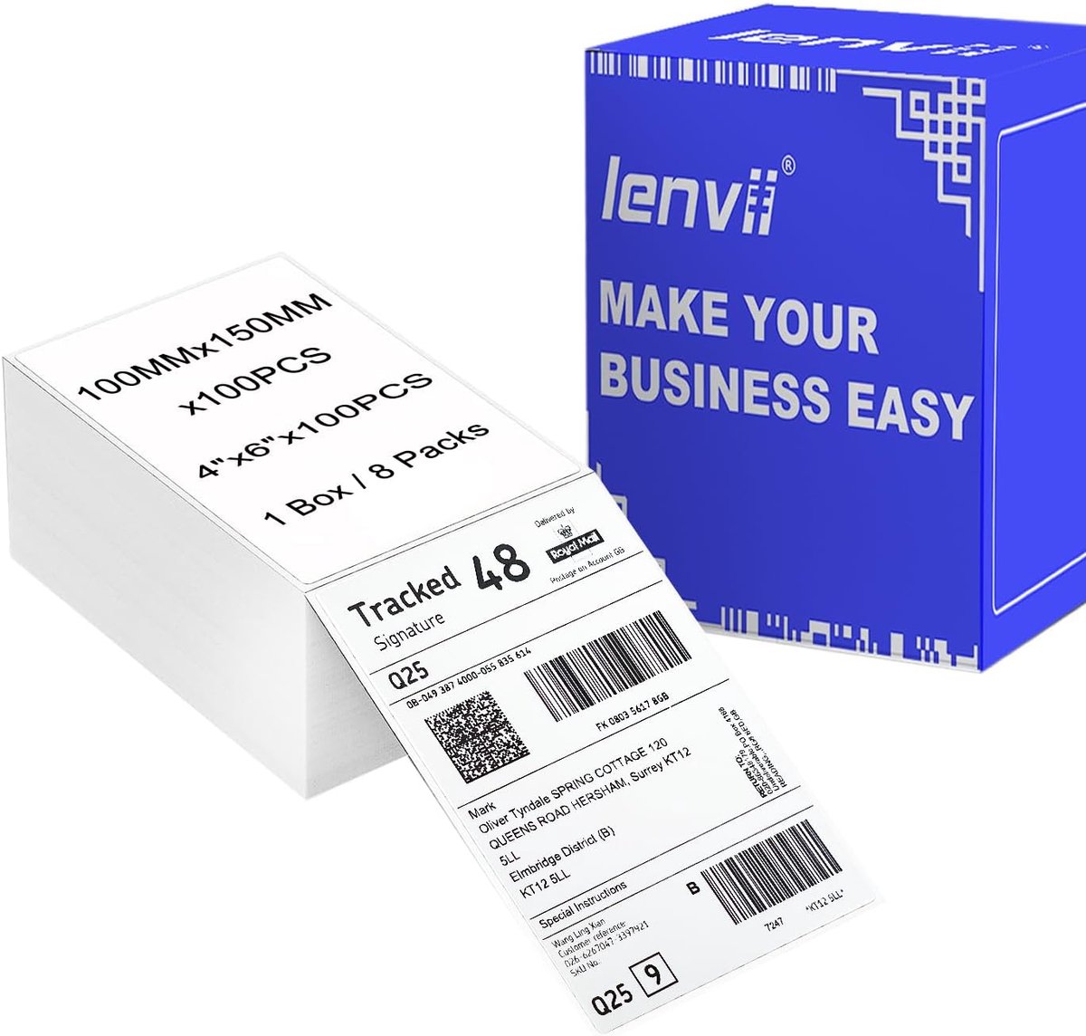 Thermische verzendlabels 100 mm x 150 mm - vouwperforaties - zelfklevende etiketten - ideaal voor verzending - ShopVlot