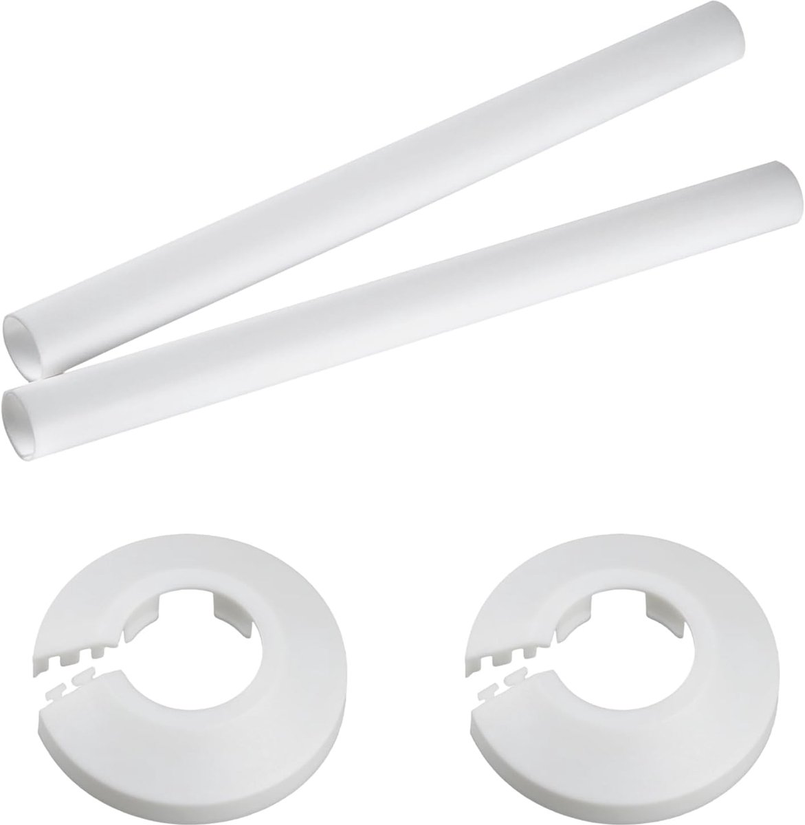 Verwarmingsbuisbekleding Ø 15-18 mm - Wit - 200 mm - Inclusief rozetten, voor vloer/muur - ShopVlot