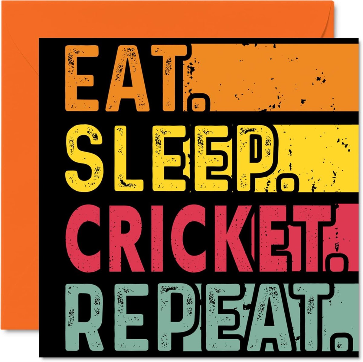 Verjaardagskaart - Eat, Sleep, Cricket, Repeat - 145mm x 145mm - Voor sportliefhebbers - Voor een glimlach - ShopVlot