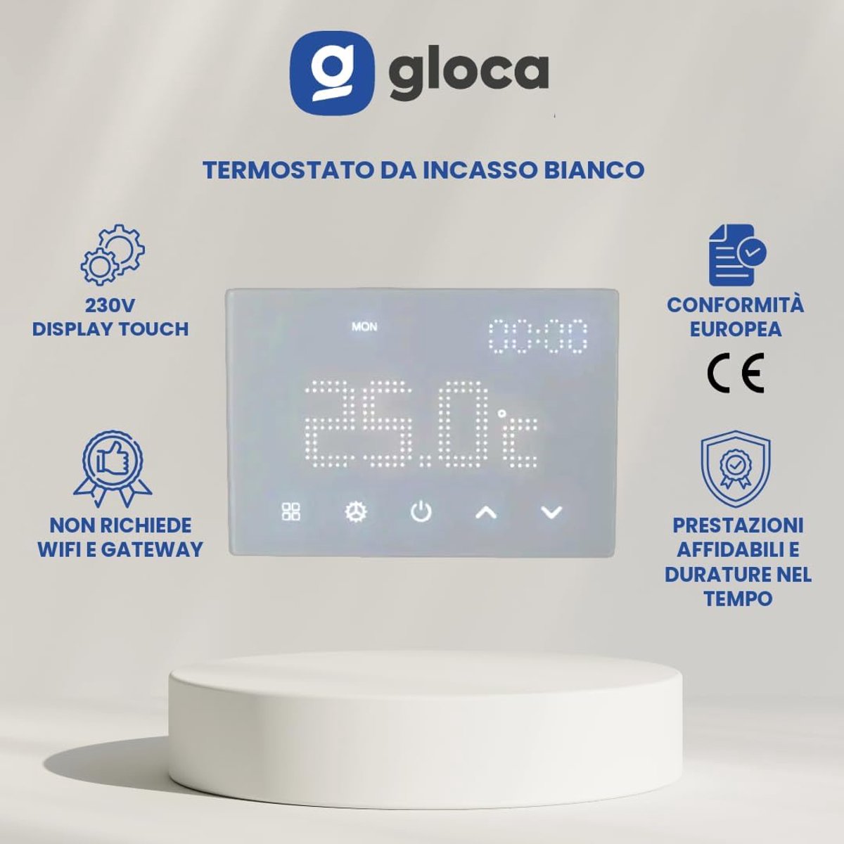 thermostaat programmeerbaar 230 V - touch display - LED met achtergrondverlichting - optimale temperatuurregeling - ShopVlot